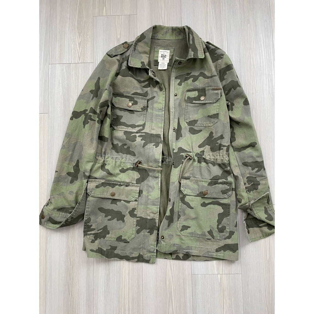 Billabong Women's Green Camouflage Utility Jacket Size Medium Grunge